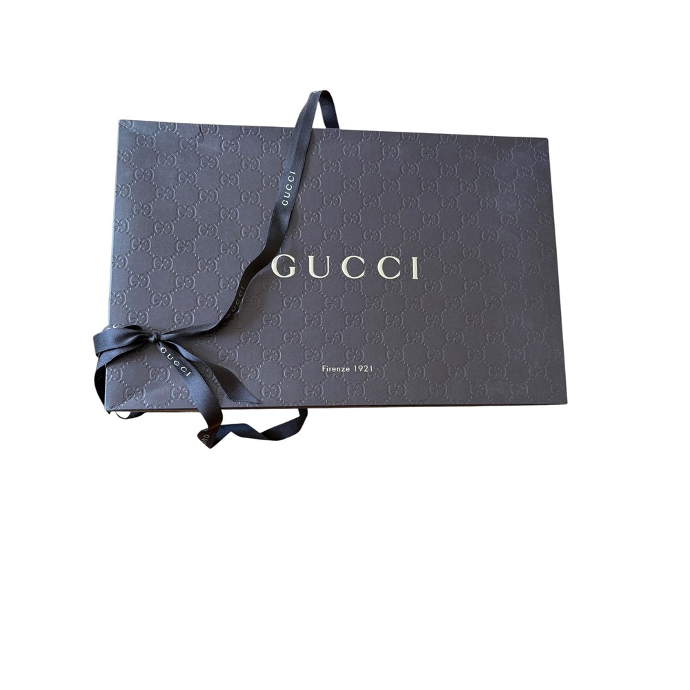 Gucci Empty Gift Box Dust Bag Ribbon Tissue Paper Monogram Brown Firenze 1921